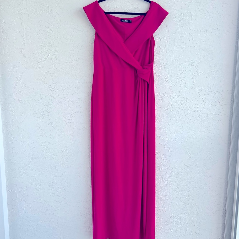 Stretch Jersey Cap Sleeve Twist Waist Sleeveless Gown